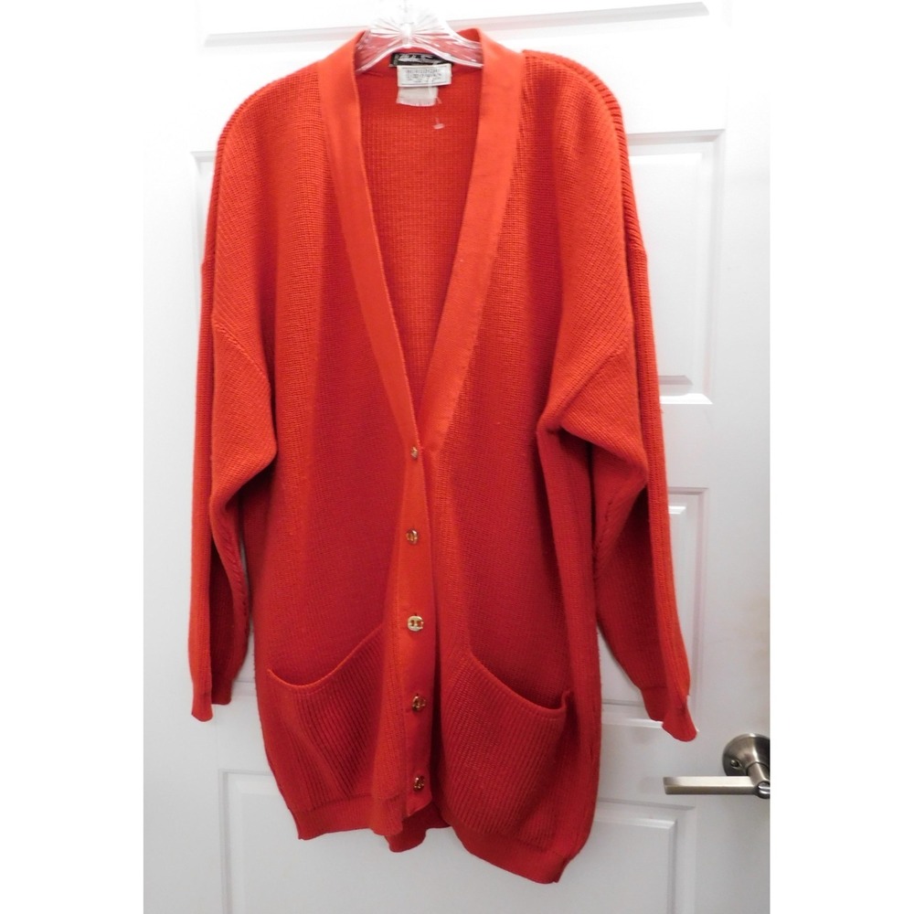 Salvatore Ferragamo Sweater Red Wool Cardigan Gancini Buttons Italy Womens sz M